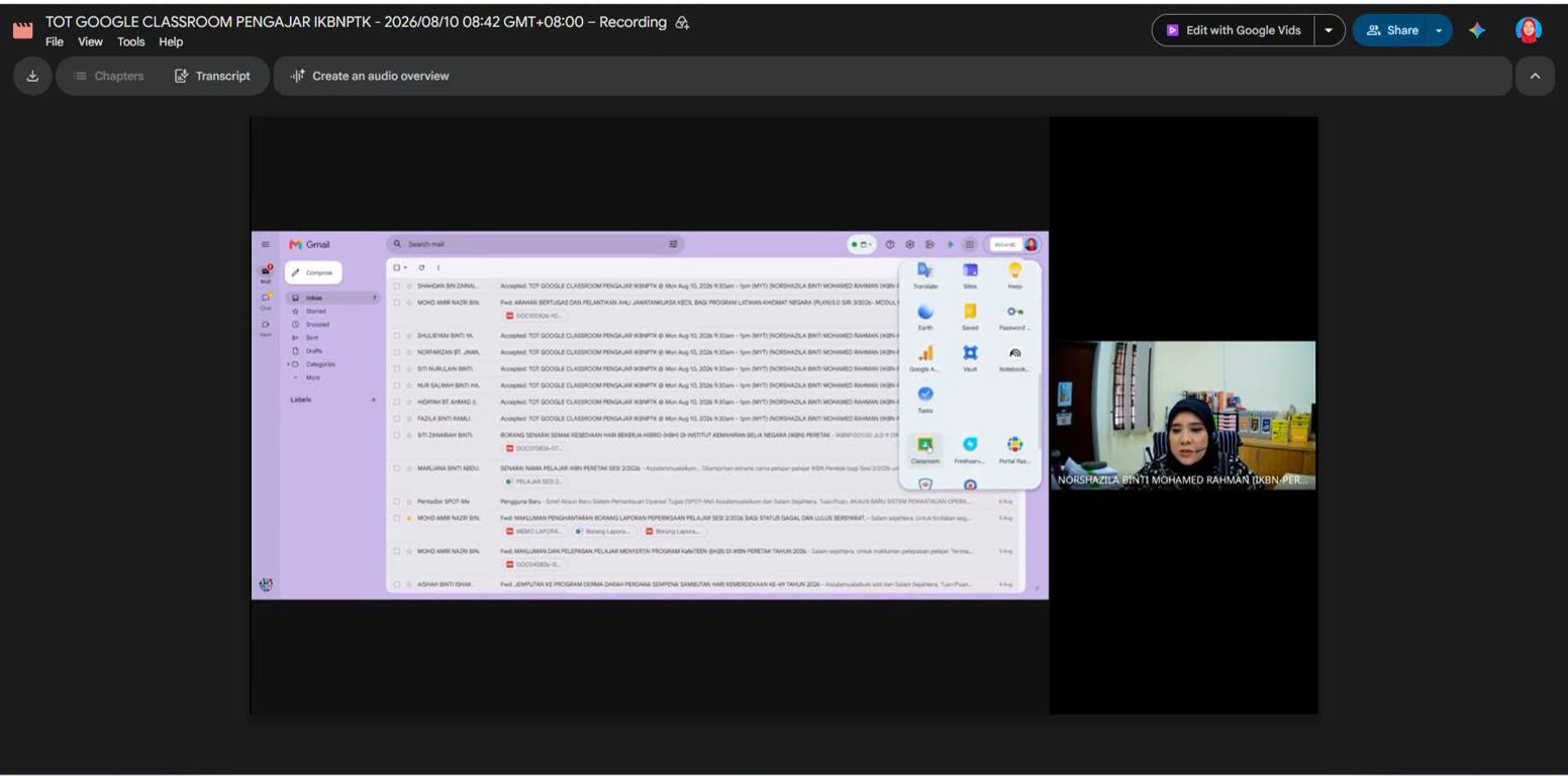 IKBN PERETAK PERKASA PENDIGITALAN PdP MELALUI TOT GOOGLE CLASSROOM