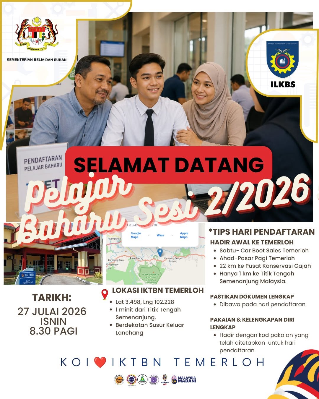 HARI PENDAFTARAN PELAJAR SESI 2/2026 IKTBN TEMERLOH