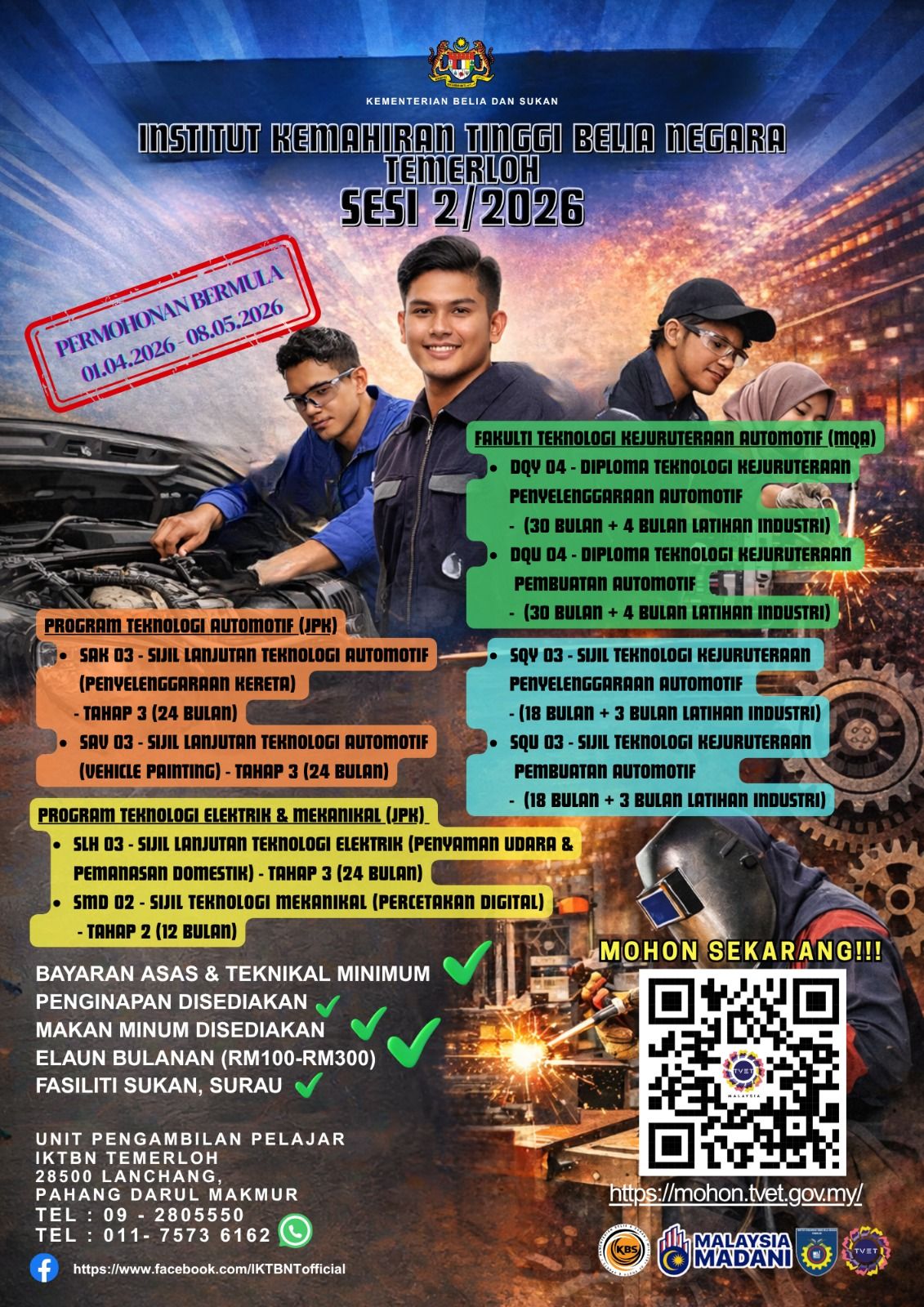 *PERMOHONAN BAGI KEMASUKAN KE IKTBN TEMERLOH BAGI SESI 2/2026 KINI DIBUKA