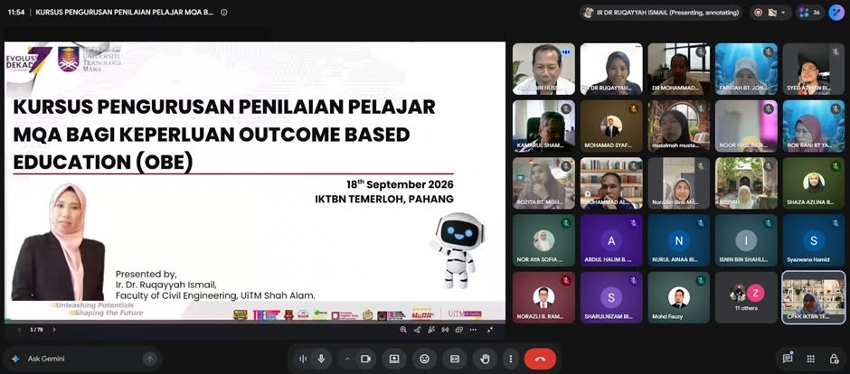 KURSUS PENGURUSAN PENILAIAN PELAJAR MQA KEPERLUAN OUTCOME BASED EDUCTION (OBE)