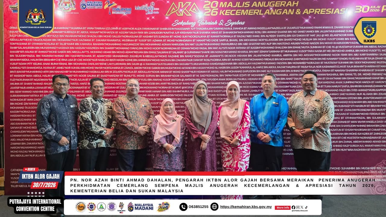 Budaya Kerja Berprestasi Tinggi, 7 Kakitangan IKTBN Alor Gajah Diiktiraf Di PICC