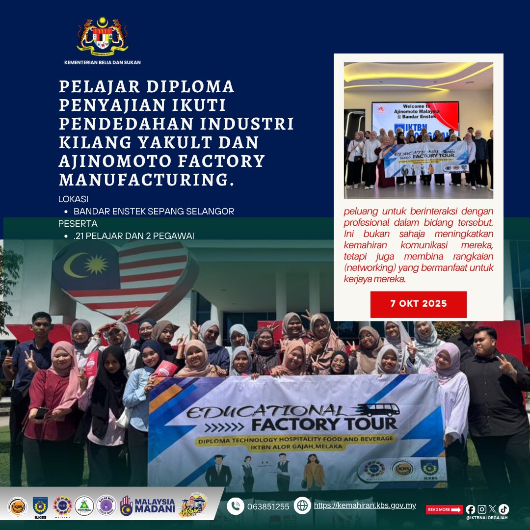 Pelajar Diploma Penyajian ke kilang Yakult dan Ajinomoto