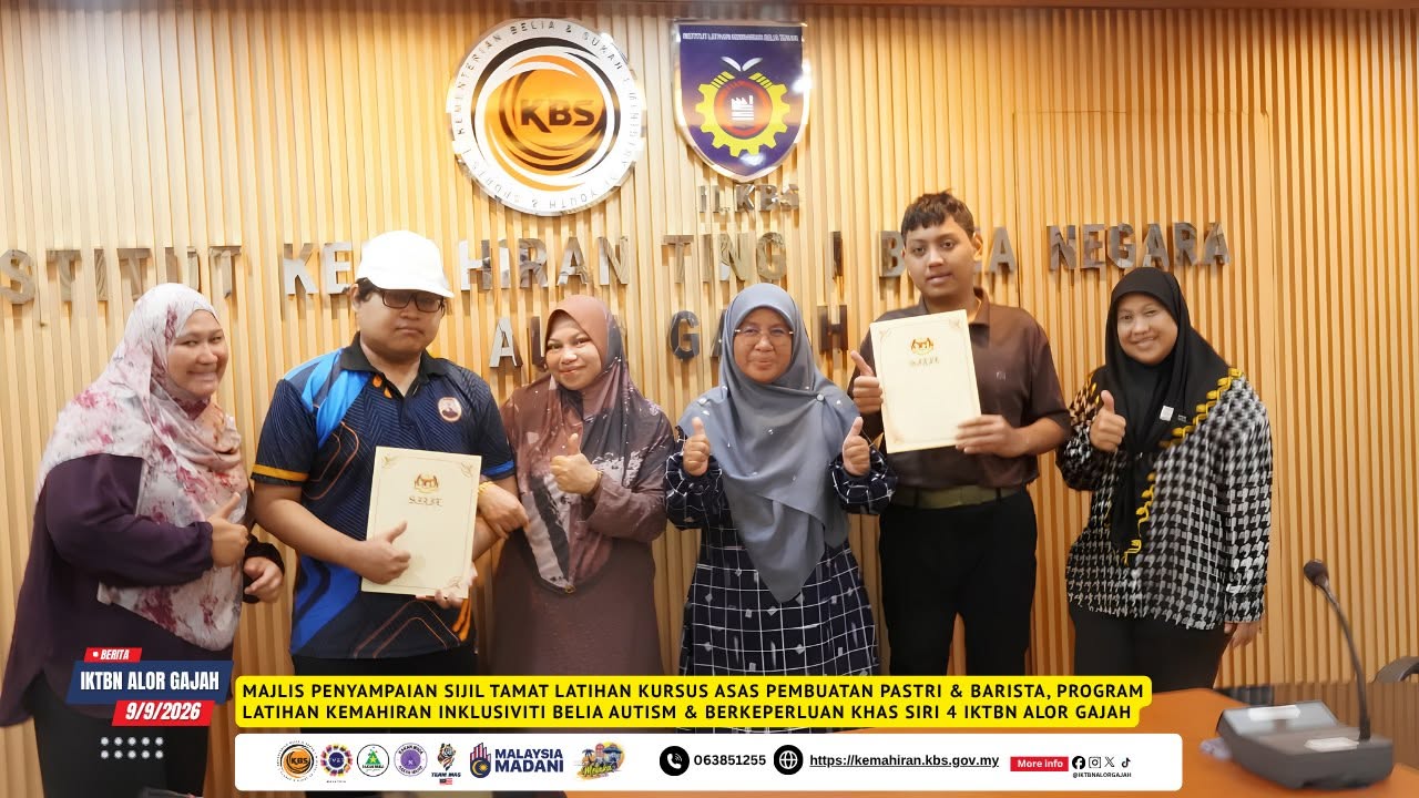 Dua Belia Berkeperluan Khas Berjaya Tamat Latihan Kemahiran Pastri Dan Barista Di IKTBN Alor Gajah