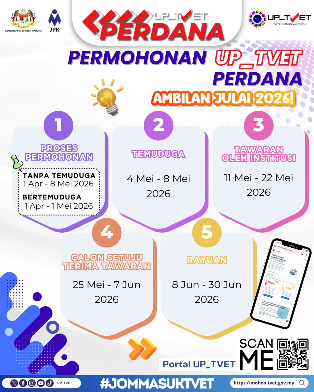 TARIKH-TARIKH PENTING PERMOHONAN UP_TVET PERDANA AMBILAN JULAI 2026