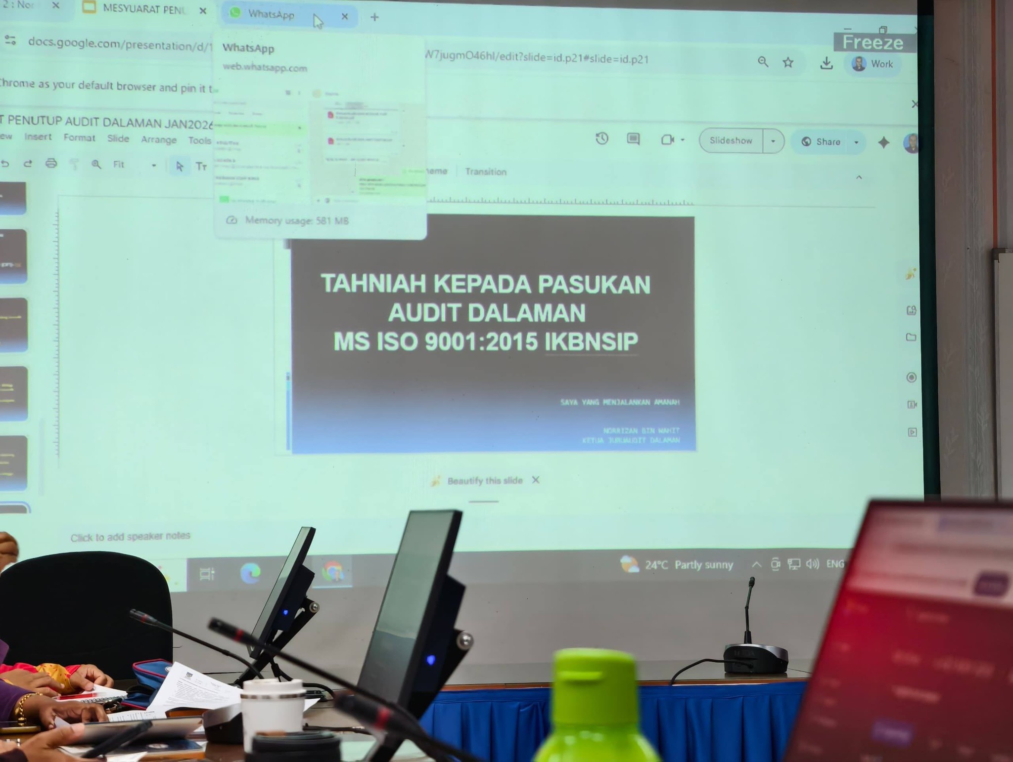 MAJLIS PENUTUP PENGAUDITAN DALAMAN MS ISO 9001:2015 IKBN SERI ISKANDAR