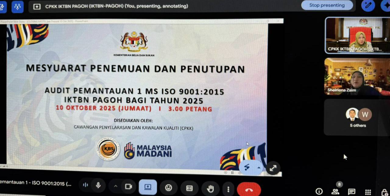 PERSIJILAN ISO 9001:2015 DARIPADA SIRIM DI IKTBN PAGOH BAGI TAHUN 2025