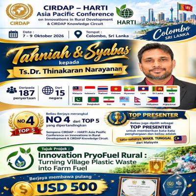 KEJAYAAN PERINGKAT ANTARABANGSA - TAHNIAH & SYABAS, TS. DR. THINAKARAN NARAYANAN!
